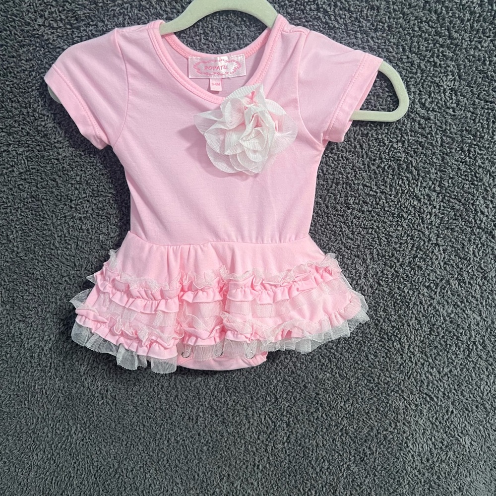 Pink Ruffled Baby Dress with Flower